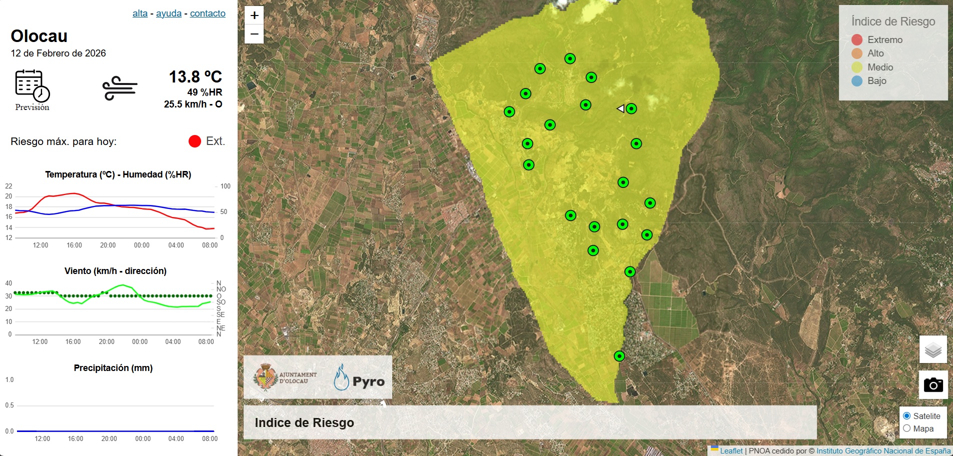 Riesgo incendios 12 febrero