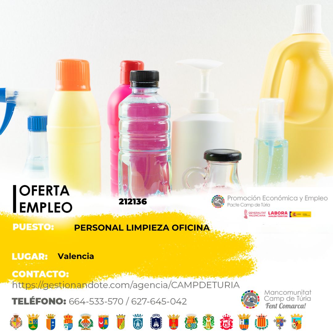 Oferta - Personal limpieza oficina en Valencia
