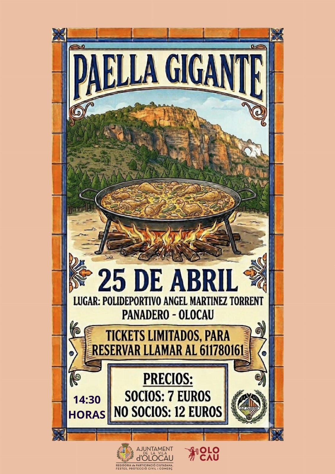 Cartell paella gegant organitzada pel C. F. Olocau