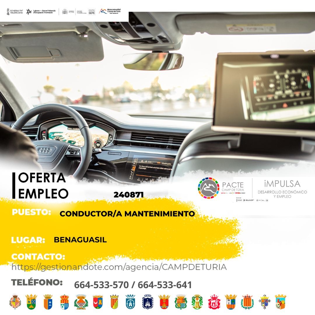 Oferta de empleo - Conductor-a mantenimiento en Benaguasil