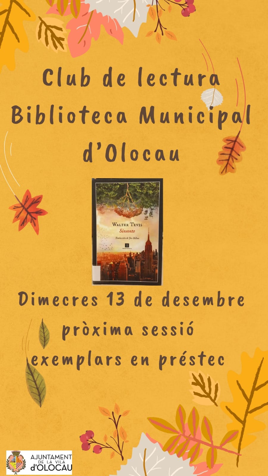Cartel Club de Lectura de Adultos Olocau diciembre 2023