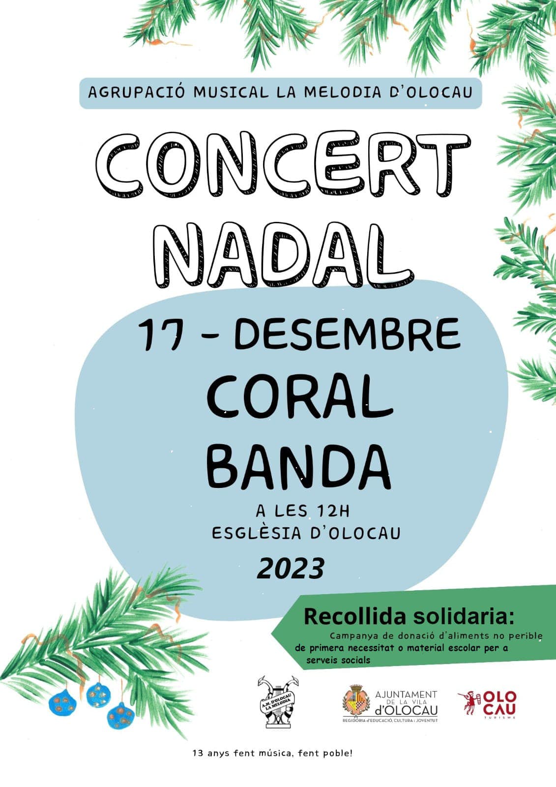 Cartel Concierto de Navidad de la Agrupaci&oacute;n Musical &lsquo;La Melod&iacute;a&rsquo; Olocau