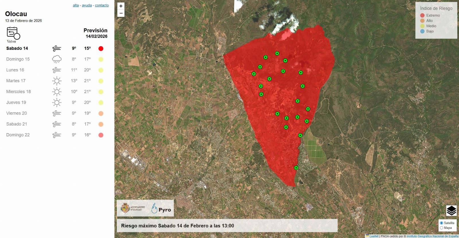 Riesgo incendio 14 febrero