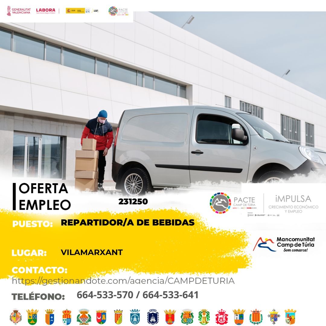 Oferta de empleo - Repartidor-a de bebidas en Vilamarxant
