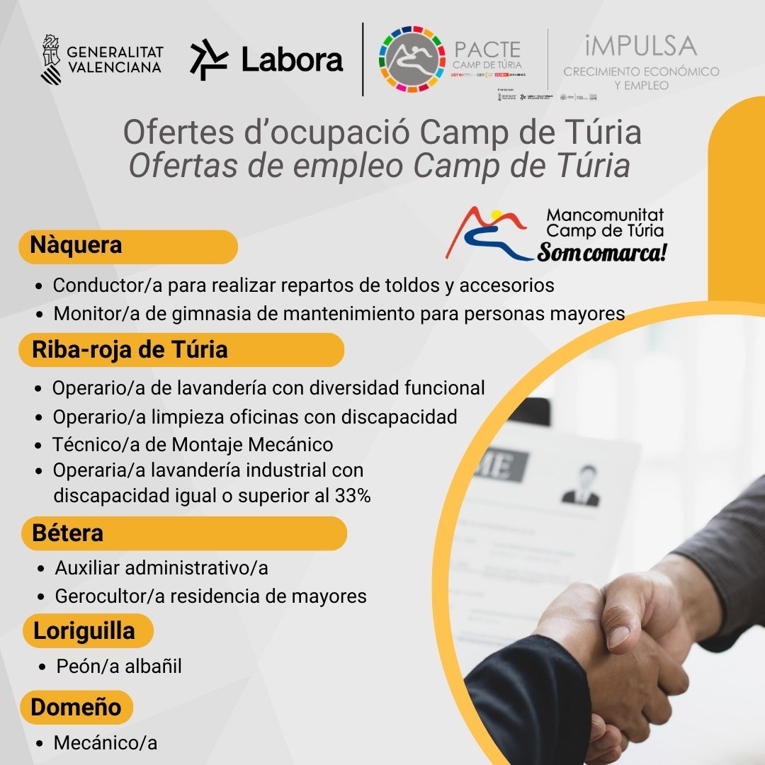 Ofertas empleo Mancomunitat Camp de Túria