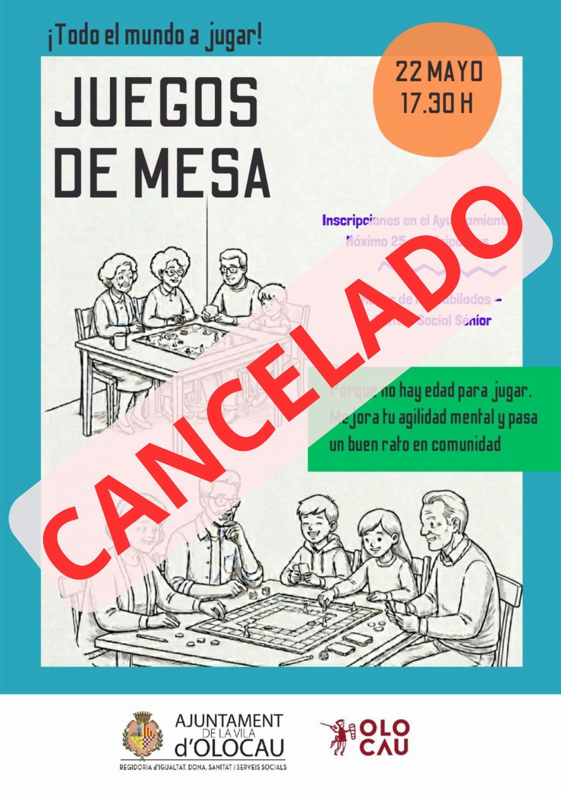 Cancelación taller juegos de mesa Olocau