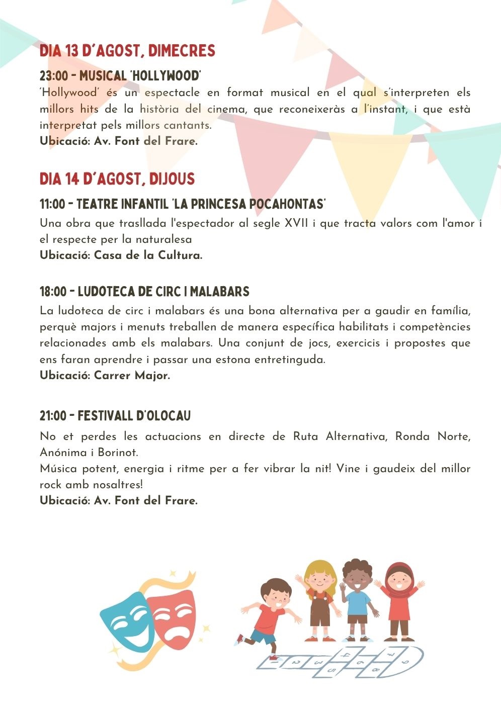 Actos 13 y 14 agosto Fiestas San Roque Olocau