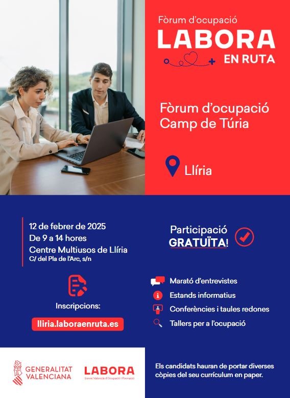 Cartel foro empleo Labora en Ruta Camp de Túria