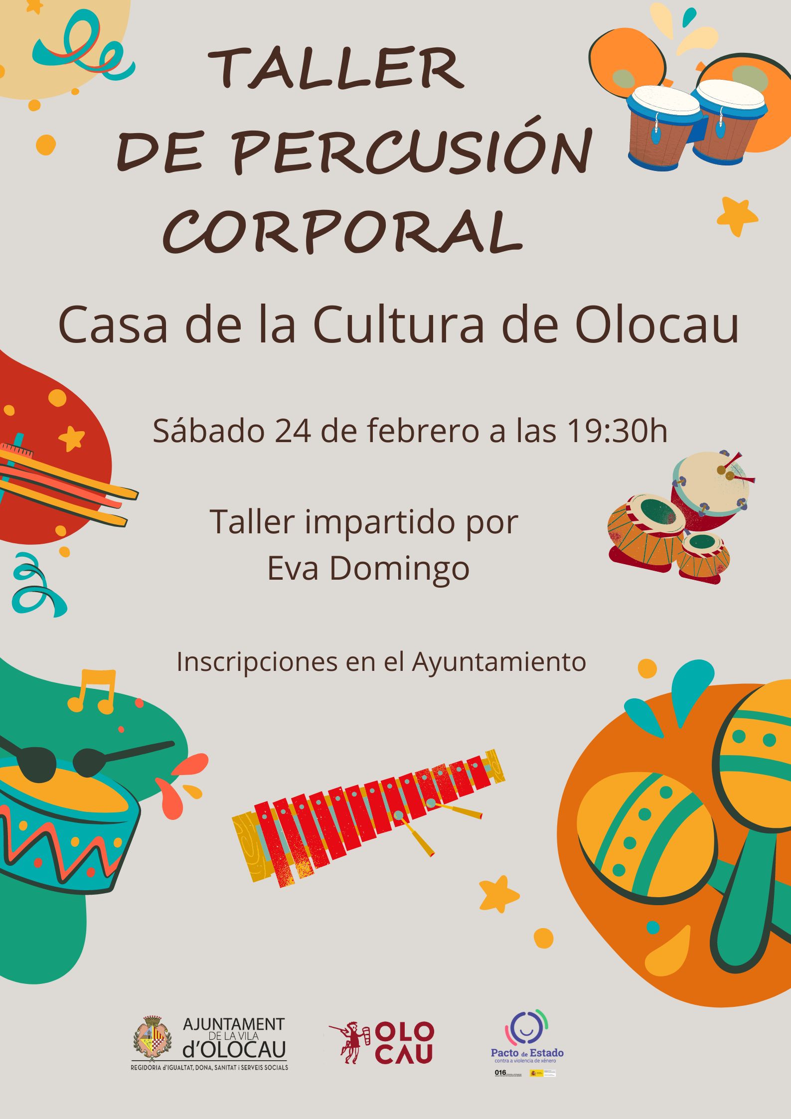 Cartel Taller de percusi&oacute;n corporal Olocau