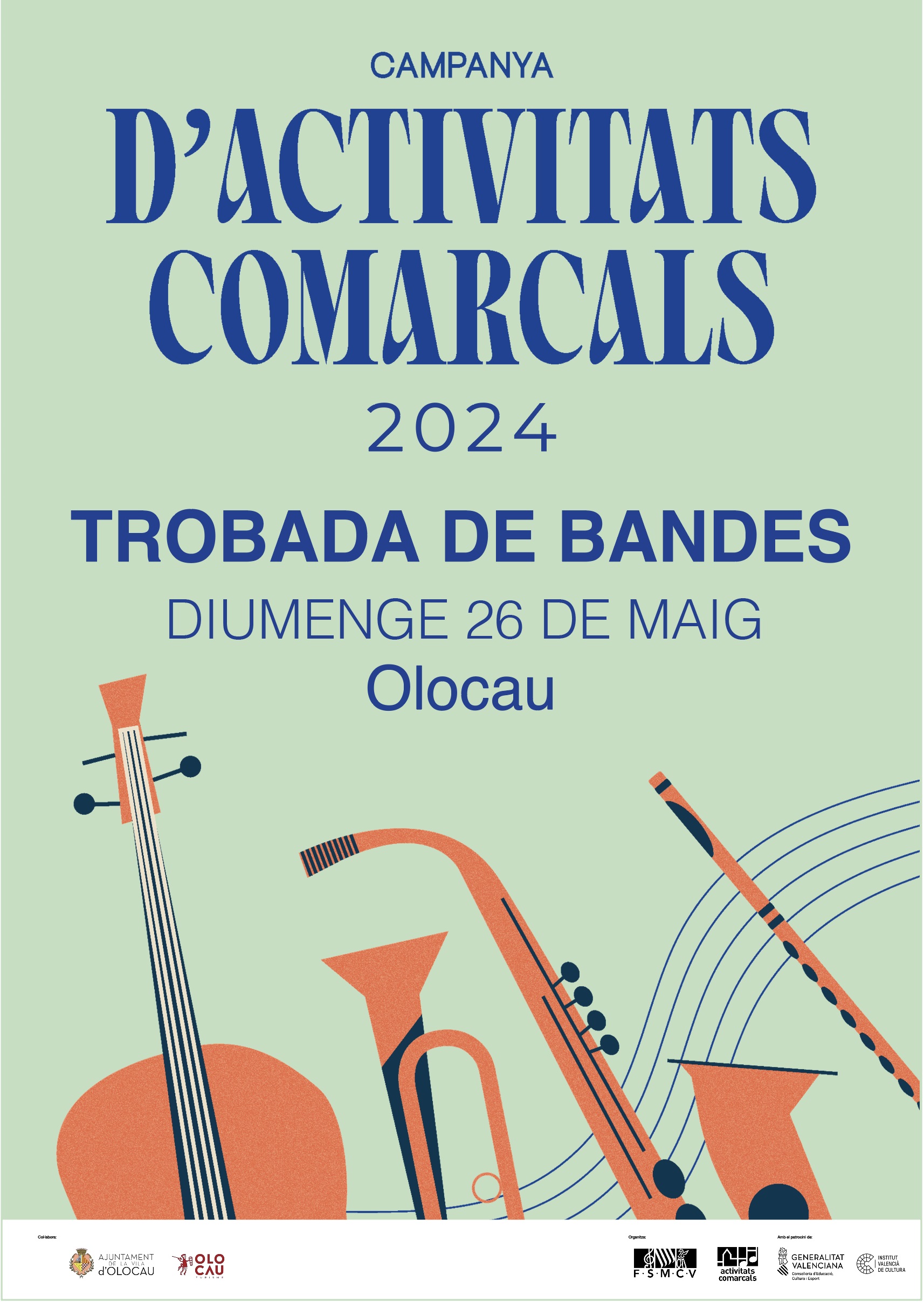 Cartel Encuentro de Bandas de M&uacute;sica del Camp de T&uacute;ria 2024 Olocau