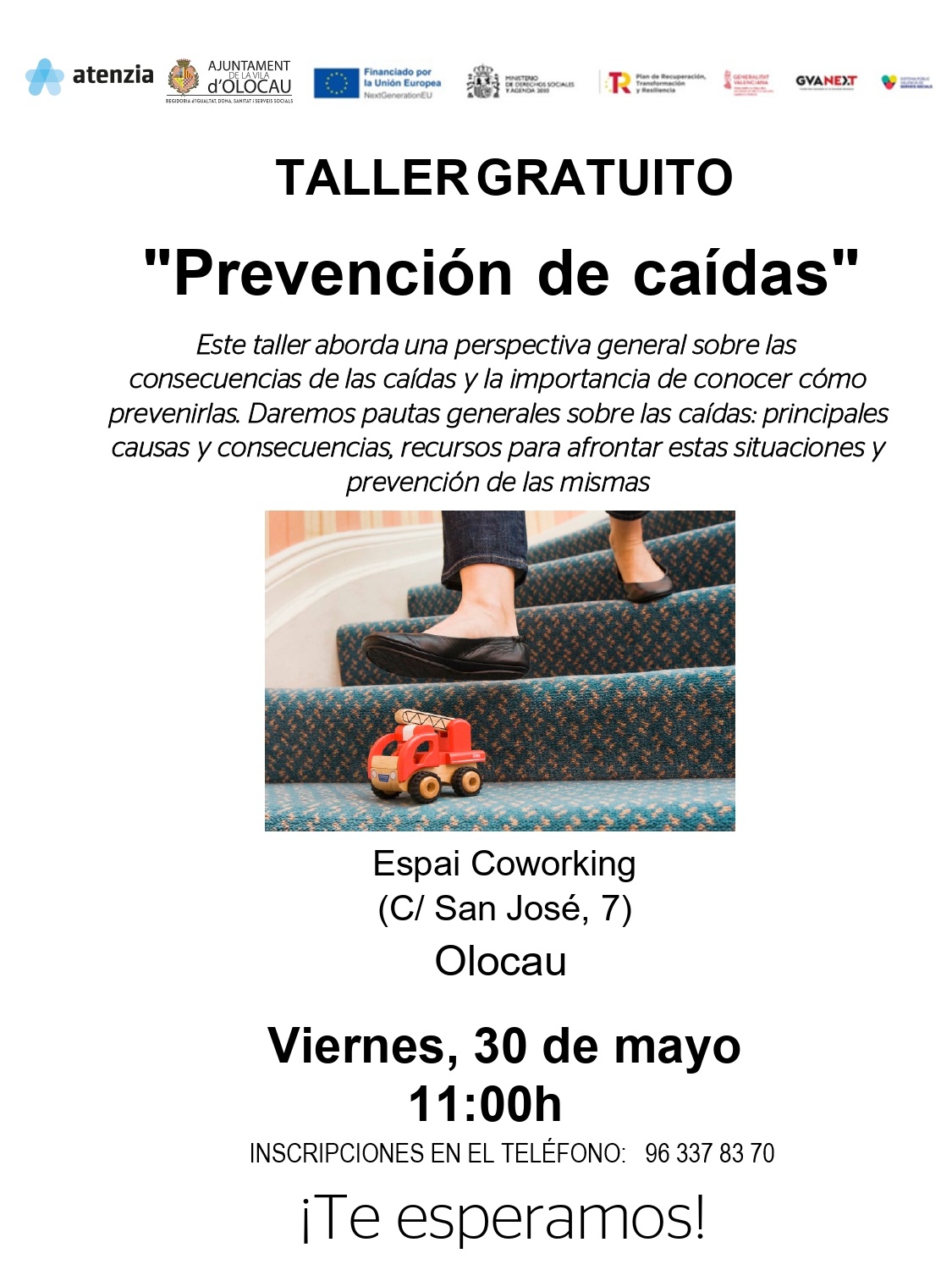 Cartel taller de prevenci&oacute;n de ca&iacute;das Olocau