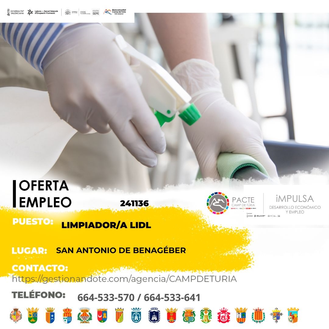 Oferta de empleo - Limpiador-a LIDL en San Antonio de Benag&eacute;ber