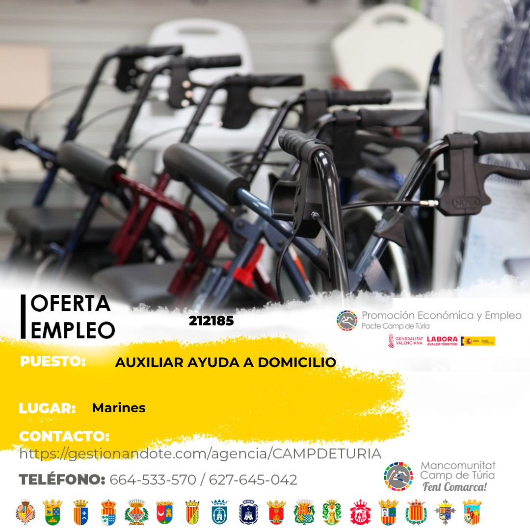 Oferta de empleo - Auxiliar ayuda a domicilio&nbsp;en Marines
