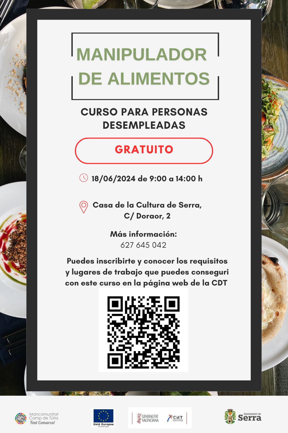 Cartel curso manipulador-a de alimentos