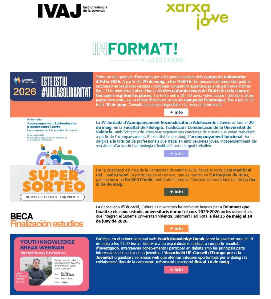 Butllet&iacute; informatiu de l'Institut Valenci&agrave; de la Joventut