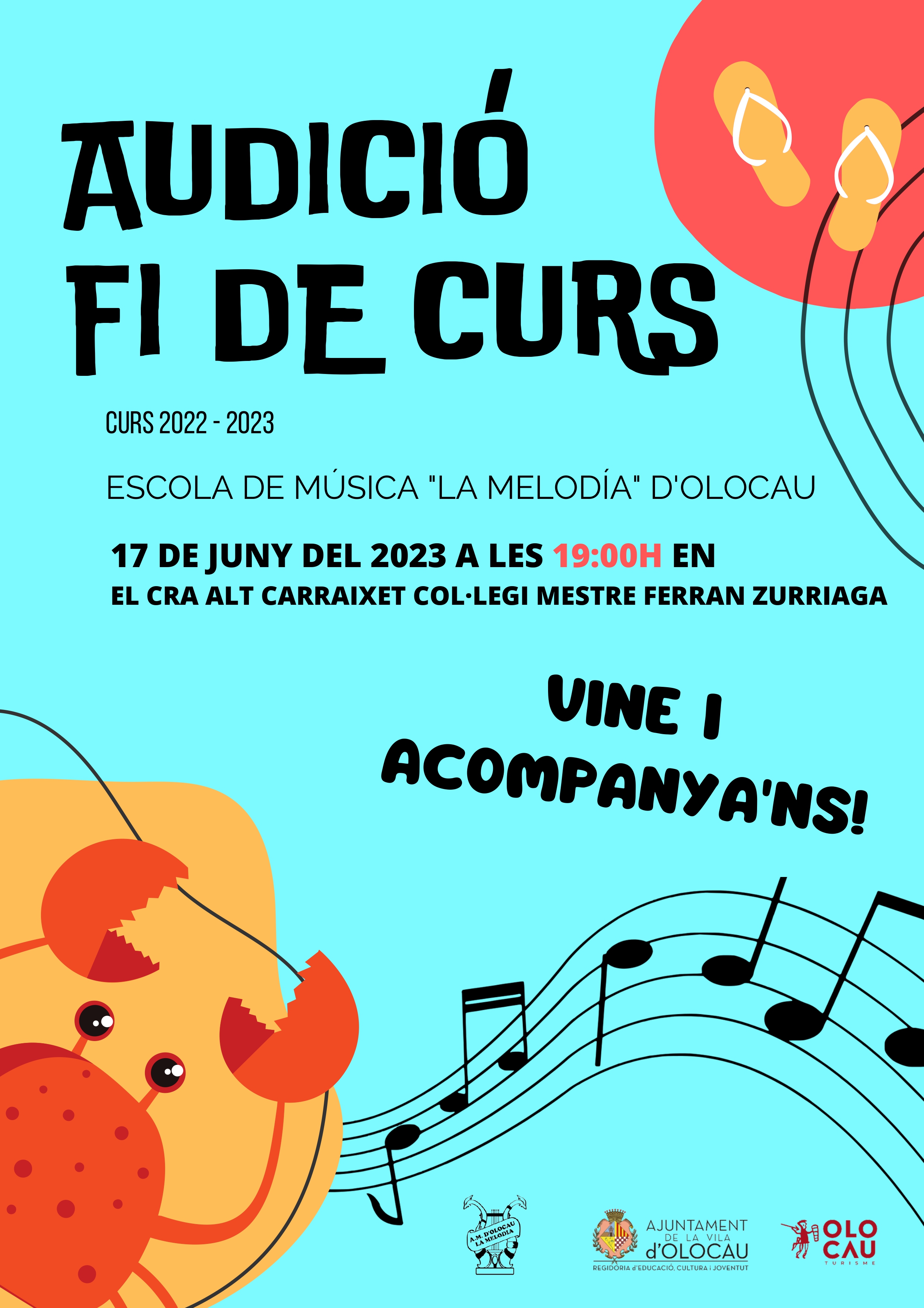 Cartel Audici&oacute;n de fin de curso de la Escuela de M&uacute;sica de &lsquo;La Melod&iacute;a&rsquo; Olocau