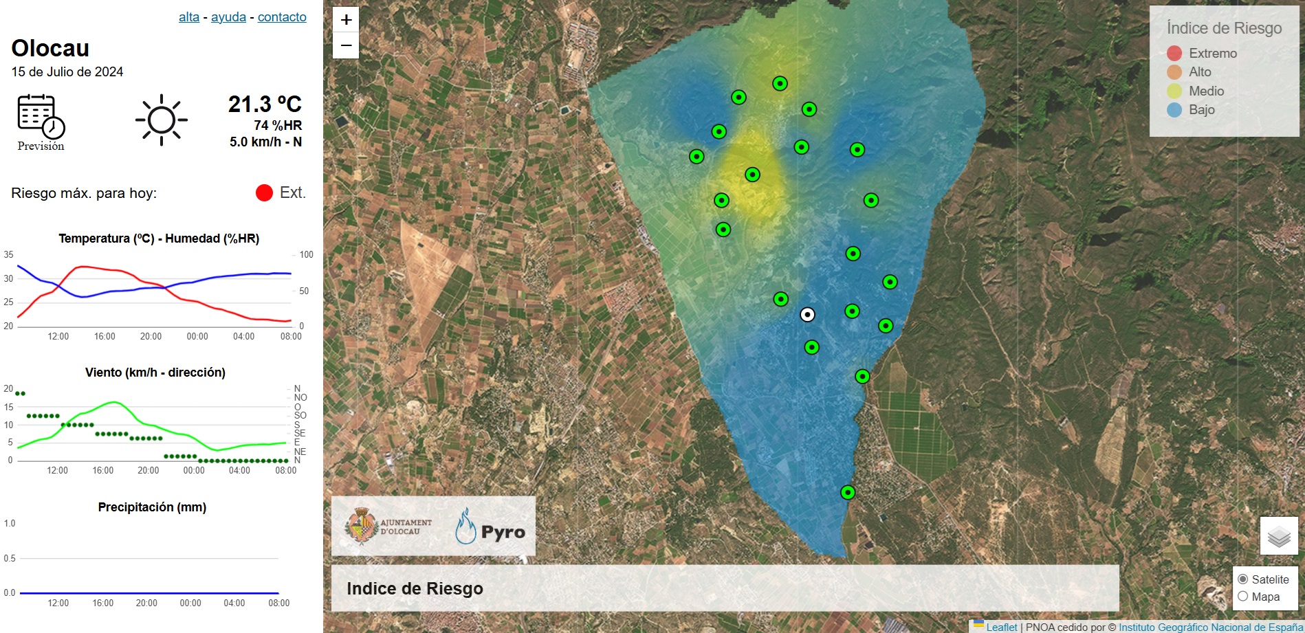 Riesgo incendios Olocau 15 julio 2024