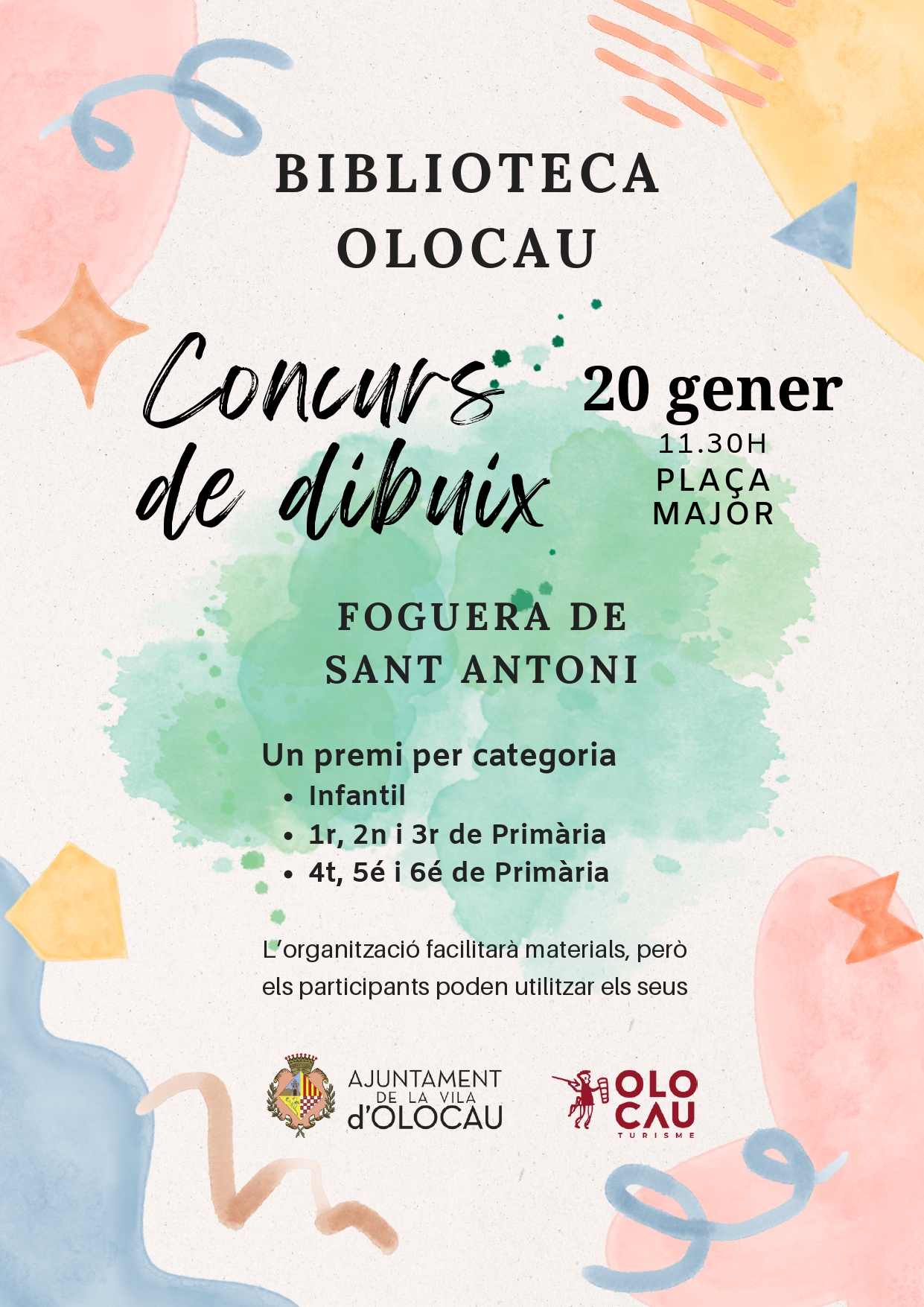 Cartel concurso dibujo infantil Hoguera San Antón Olocau
