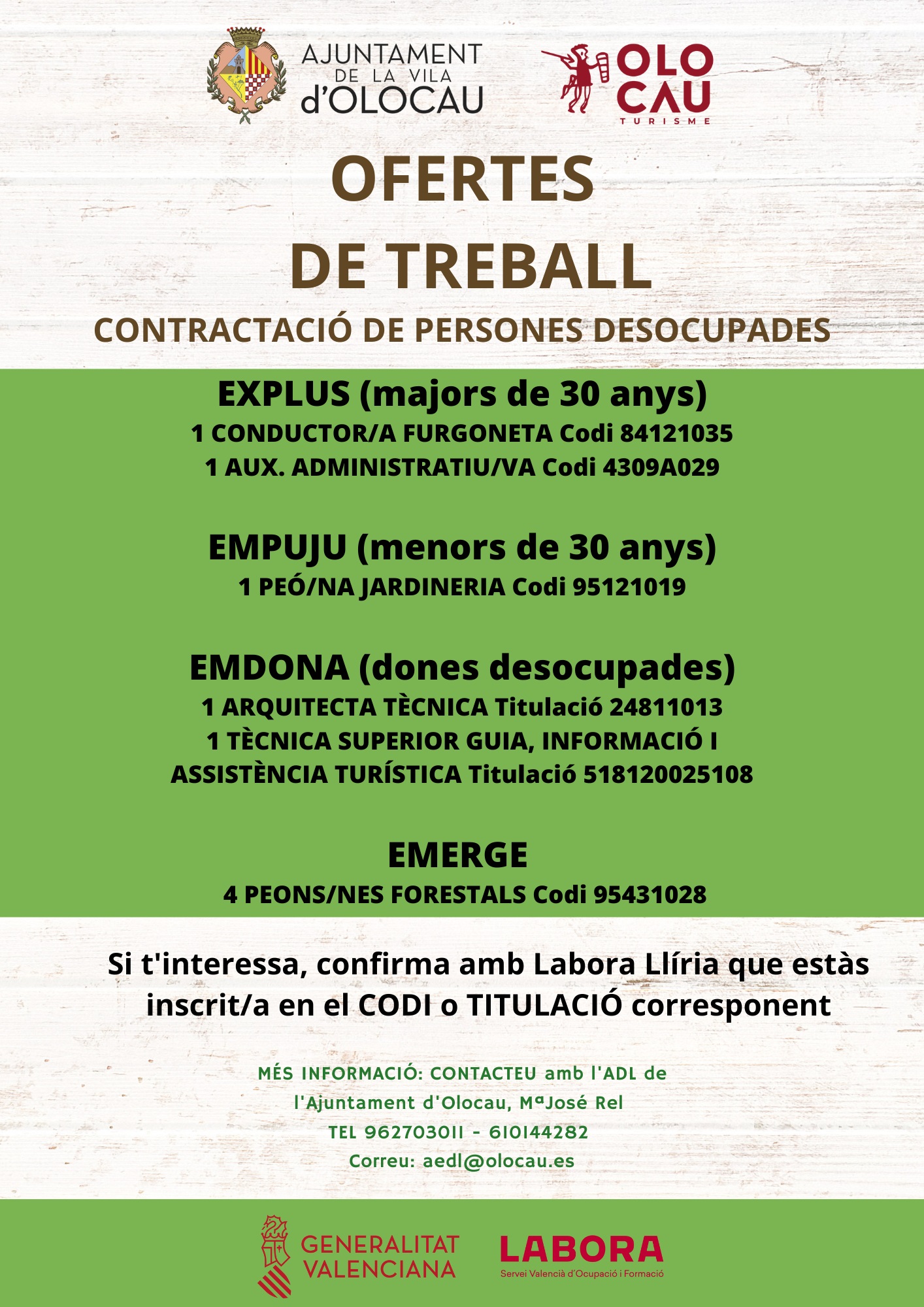 Cartel programas Labora Olocau