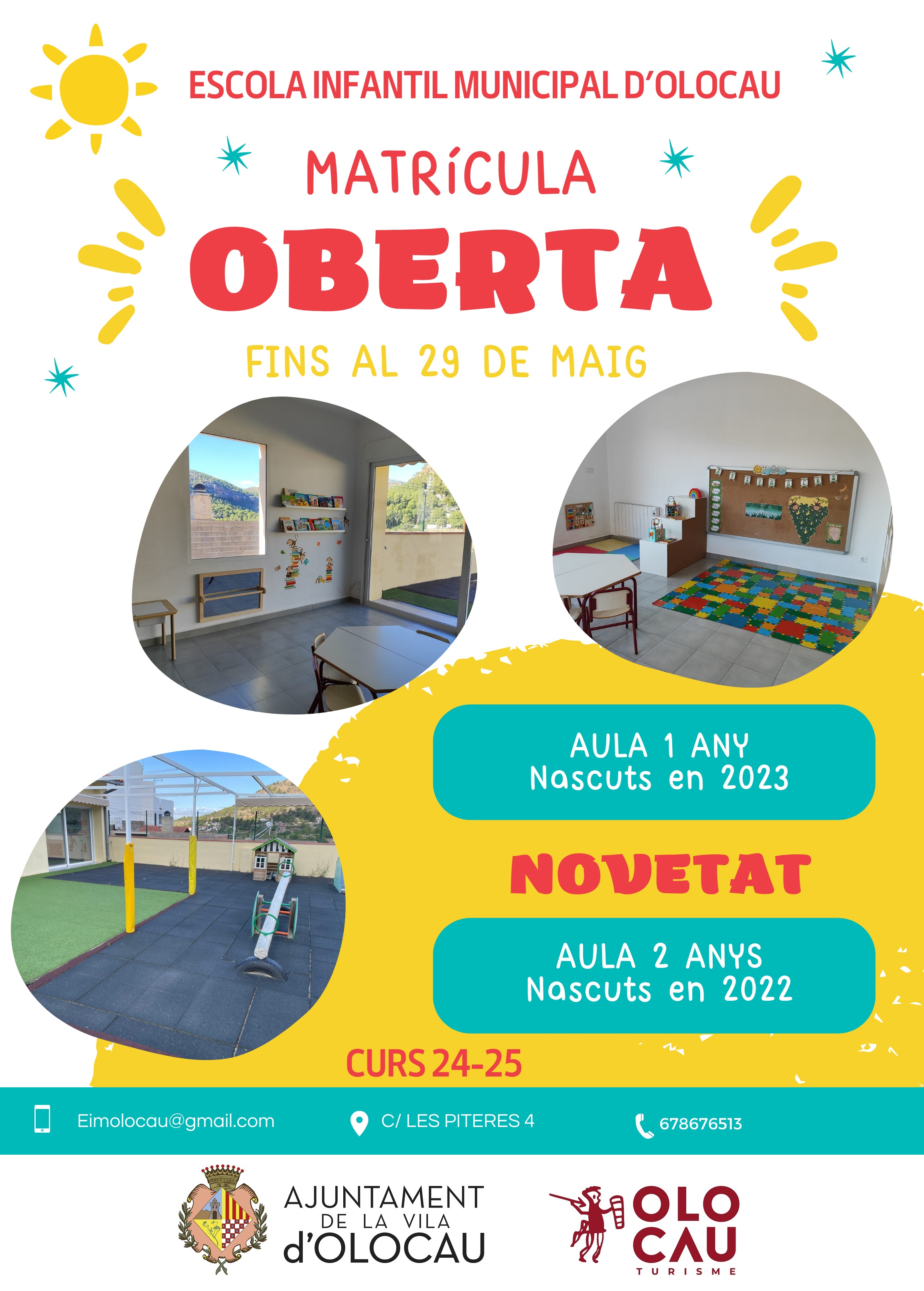 Cartel matr&iacute;cula Escuela Infantil Municipal Olocau curso 2024-2025