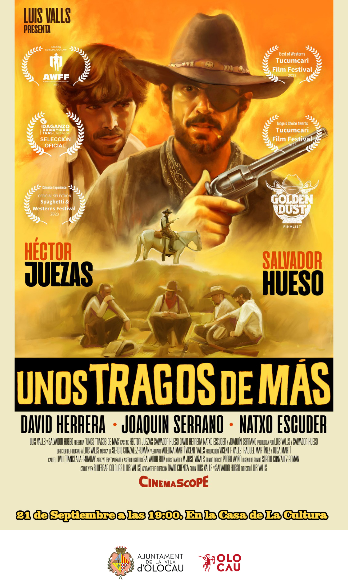 Cartel proyecci&oacute;n y cinef&oacute;rum Unos tragos de m&aacute;s Olocau