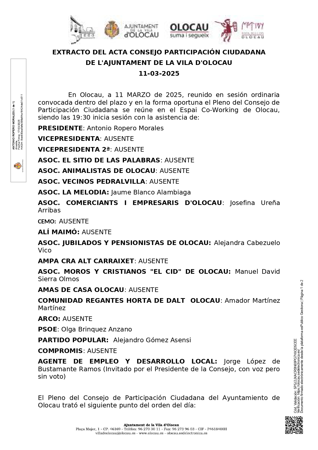 Resultado votaci&oacute;n Presupuestos Participativos Olocau 2024 - 1