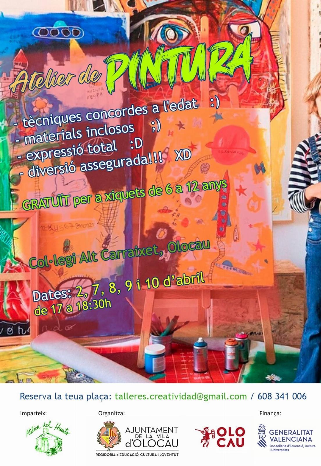 Cartel atelier gratuito pintura para niños y niñas Olocau