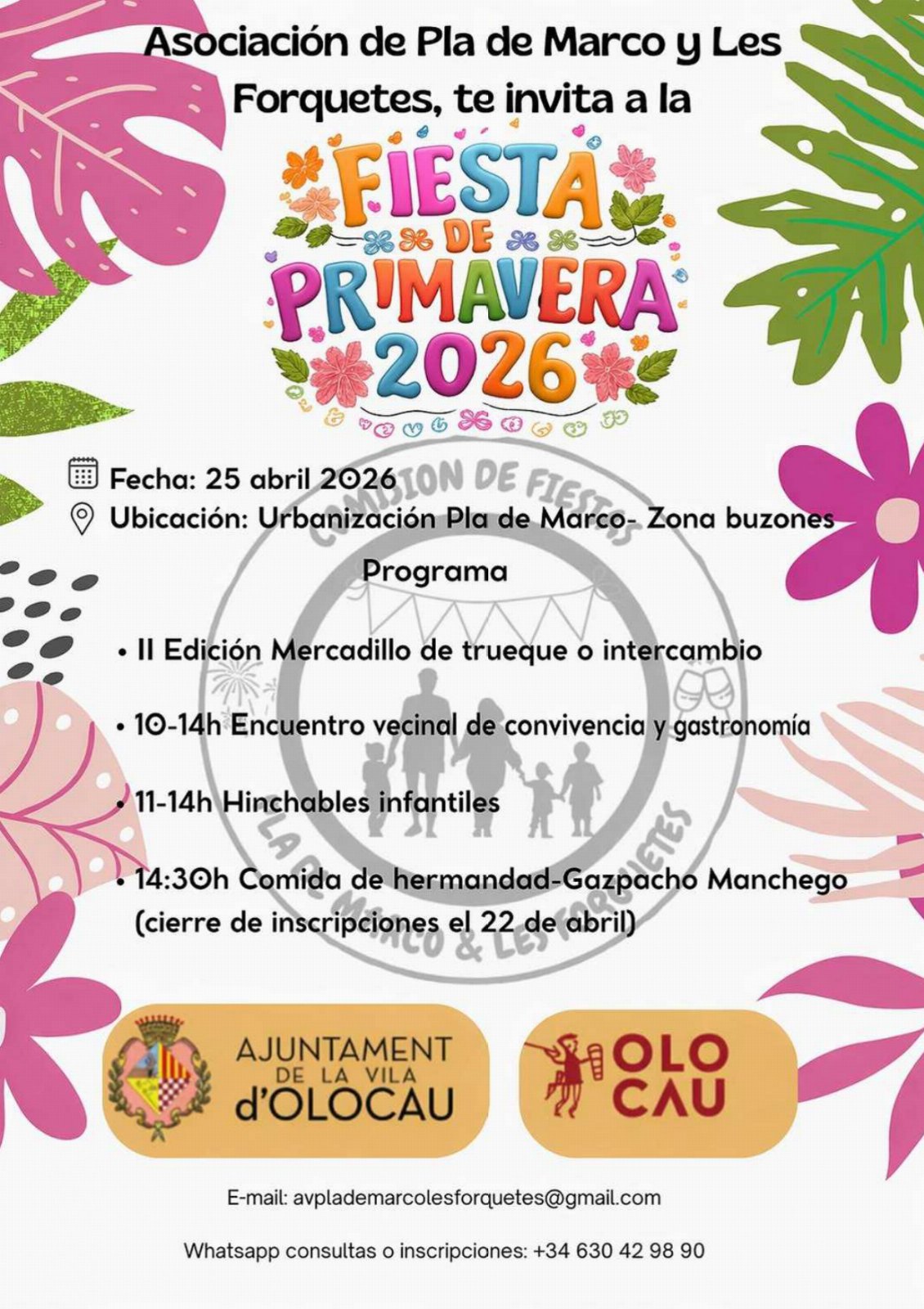 Fiesta de Primavera 2026 de la Asociación de Pla de Marco y Les Forquetes Olocau
