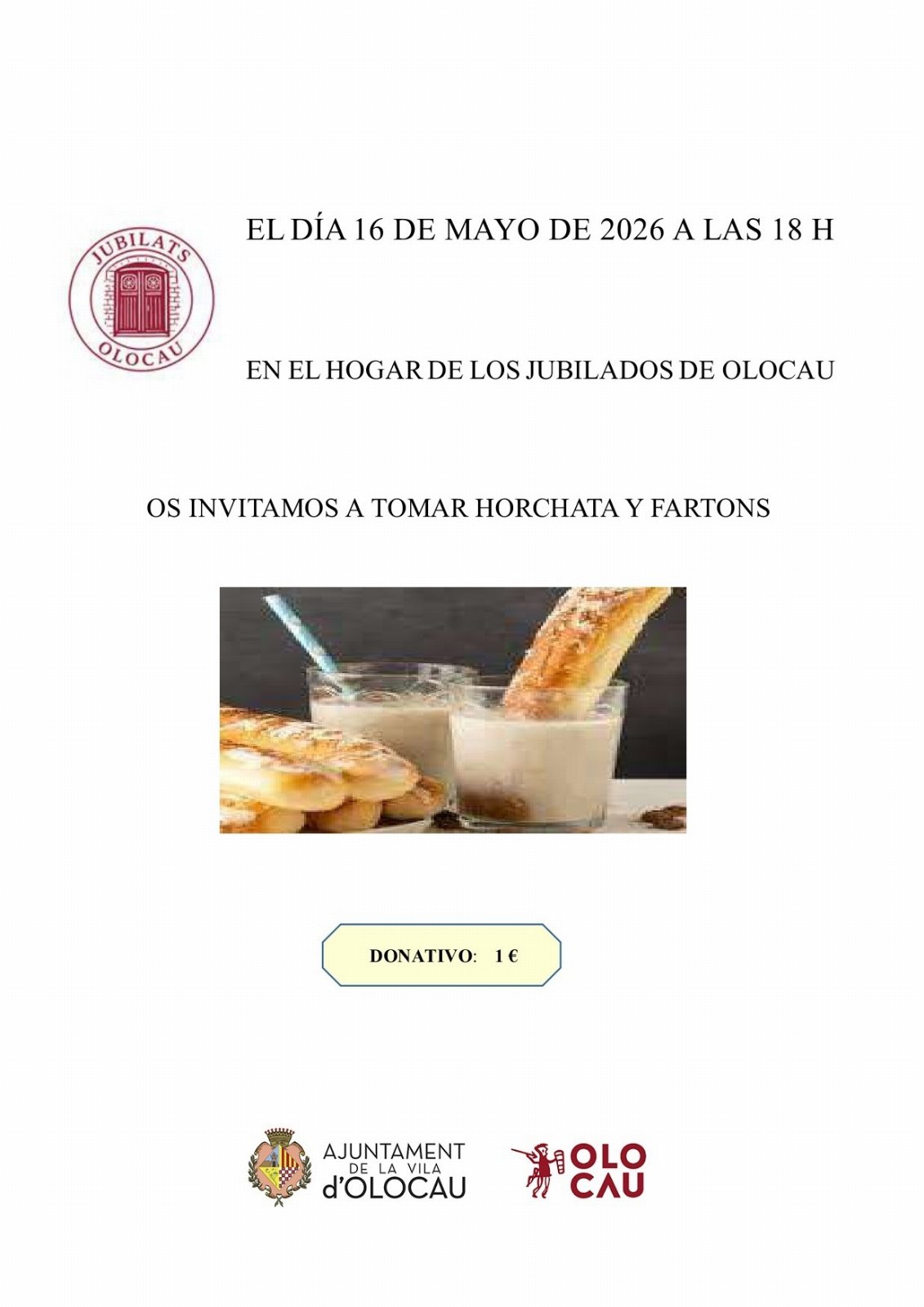 Berenar d'orxata i fartons de l'Associaci&oacute; de Jubilats i Pensionistes d'Olocau