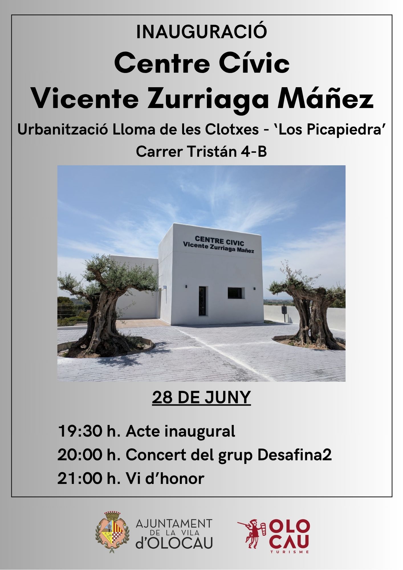 Cartel inauguración Centro Cívico Lloma de les Clotxes - Los Picapiedra Olocau