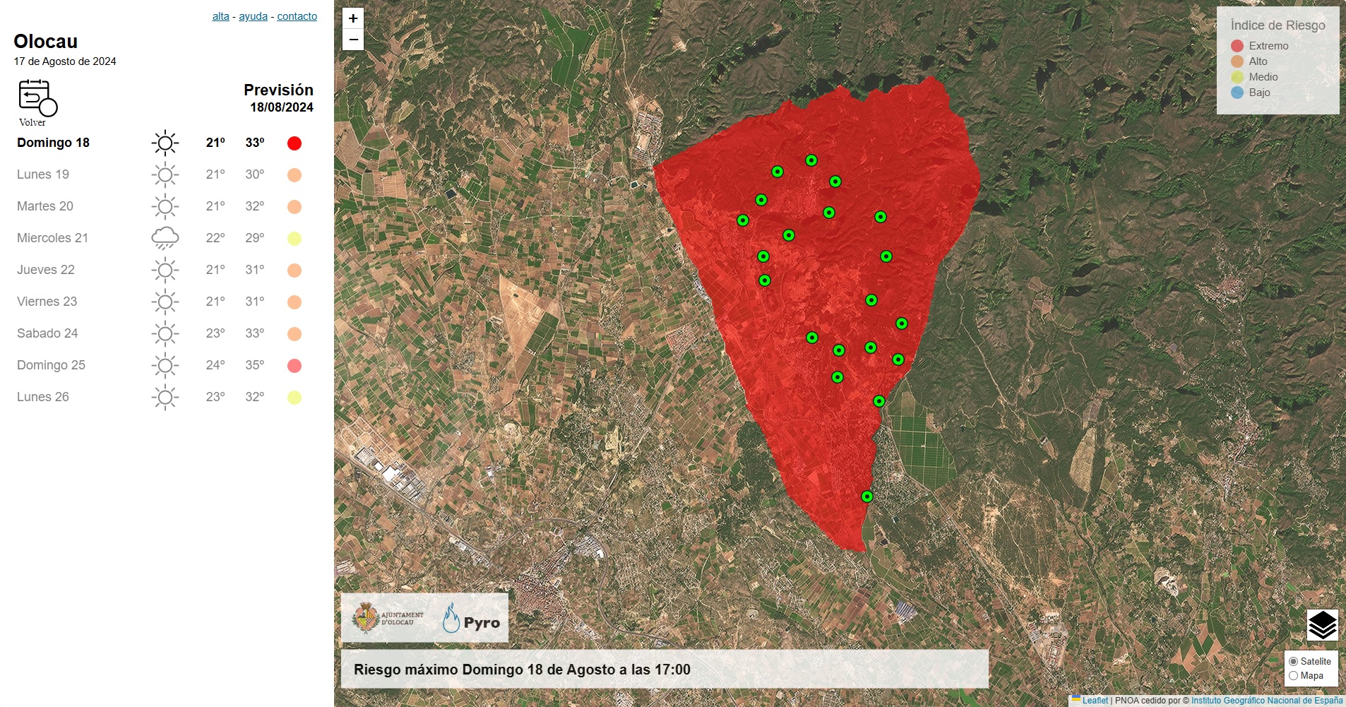 Riesgo incendios - Previsión