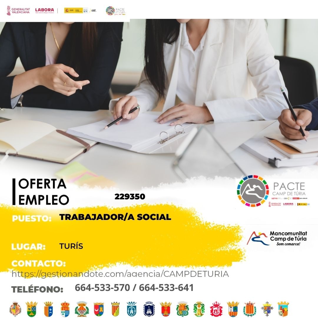 Oferta de empleo - Trabajador-a social en Tur&iacute;s