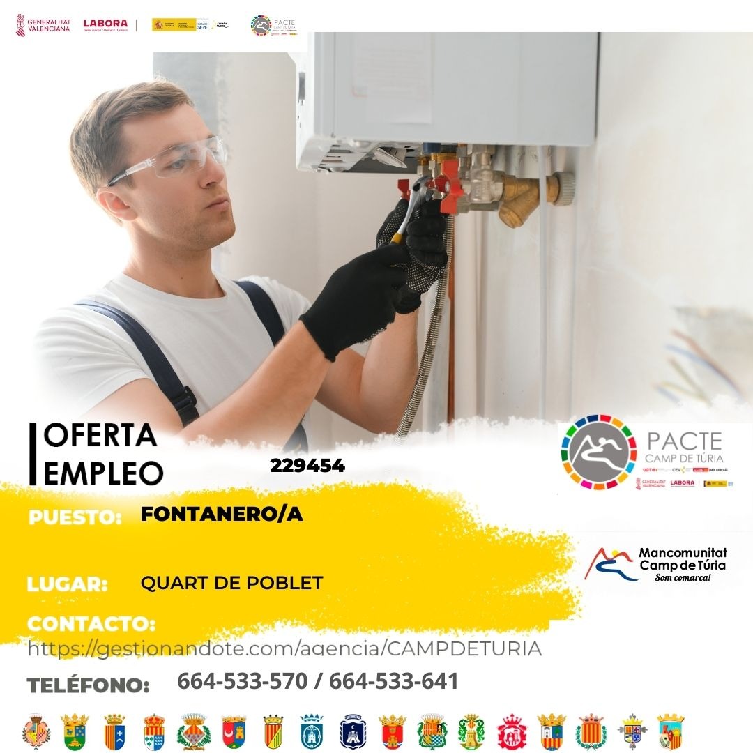 Oferta de empleo - Fontanero-a en Quart de Poblet