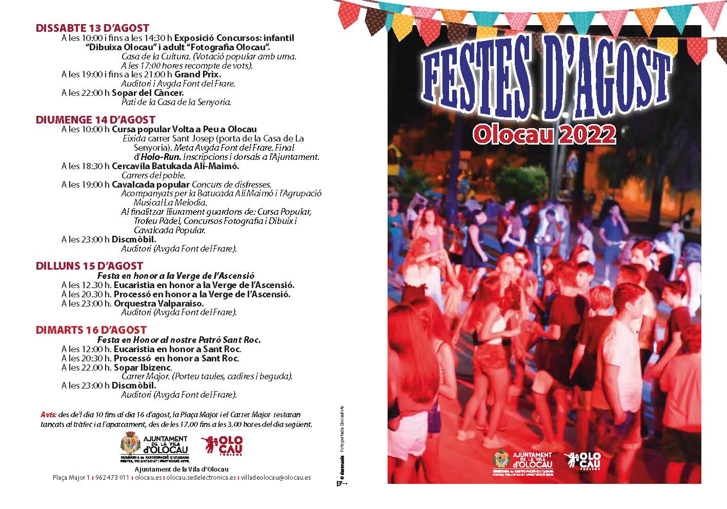 Folleto programa Fiestas Agosto 2022 Olocau - 1