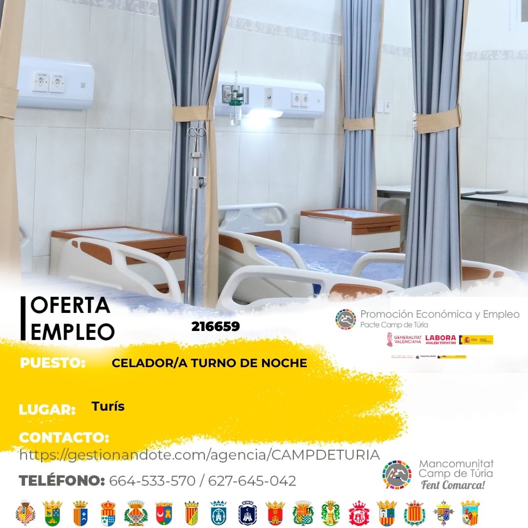 Oferta de empleo - Celador/a turno de noche en Tur&iacute;s