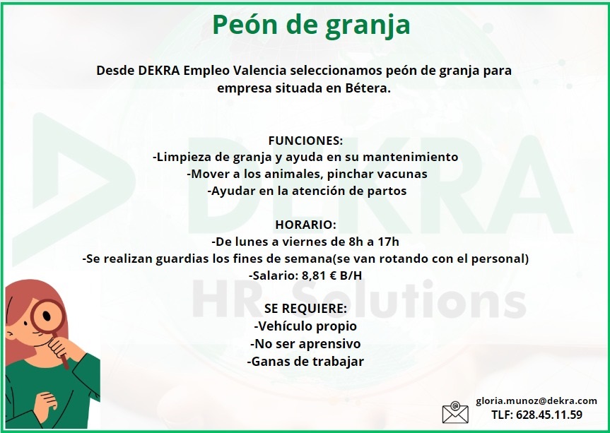 Oferta de empleo - Pe&oacute;n de granja