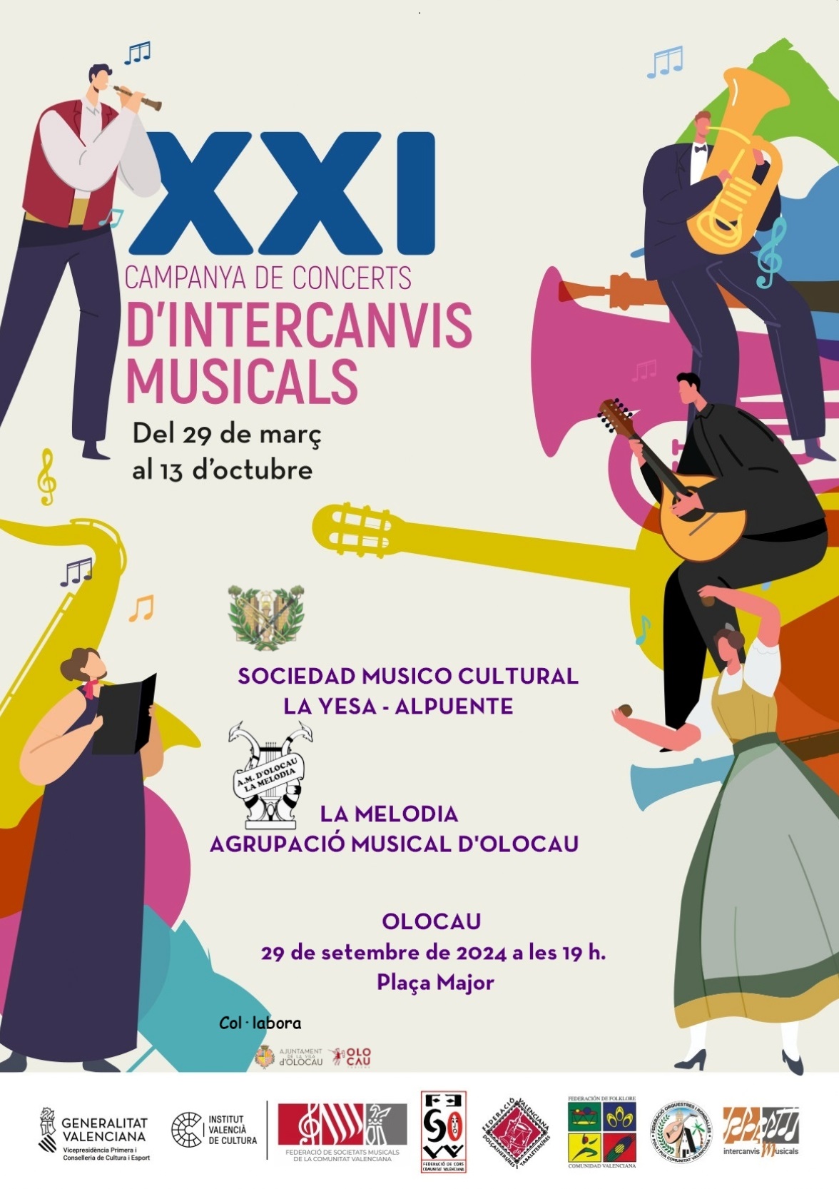 Concierto Agrupaci&oacute; Musical La Melodia Olocau y Sociedad M&uacute;sico-Cultural La Yesa-Alpuente