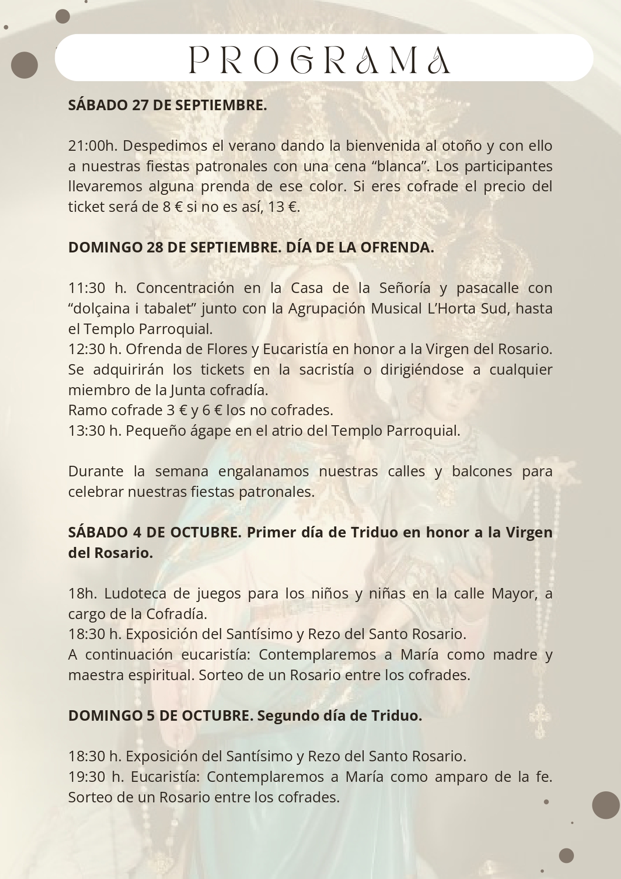Programa Fiestas Virgen del Rosario Olocau 2025 2