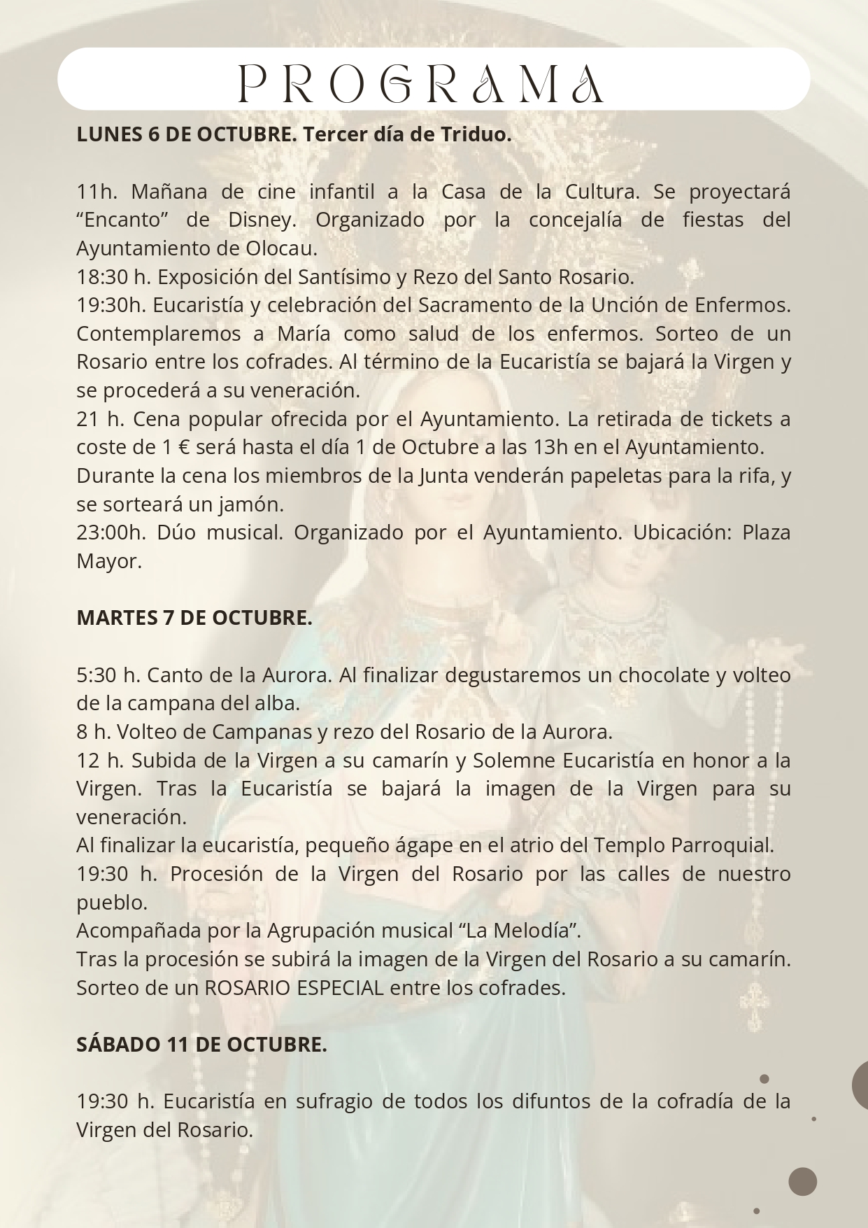 Programa Fiestas Virgen del Rosario Olocau 2025 3
