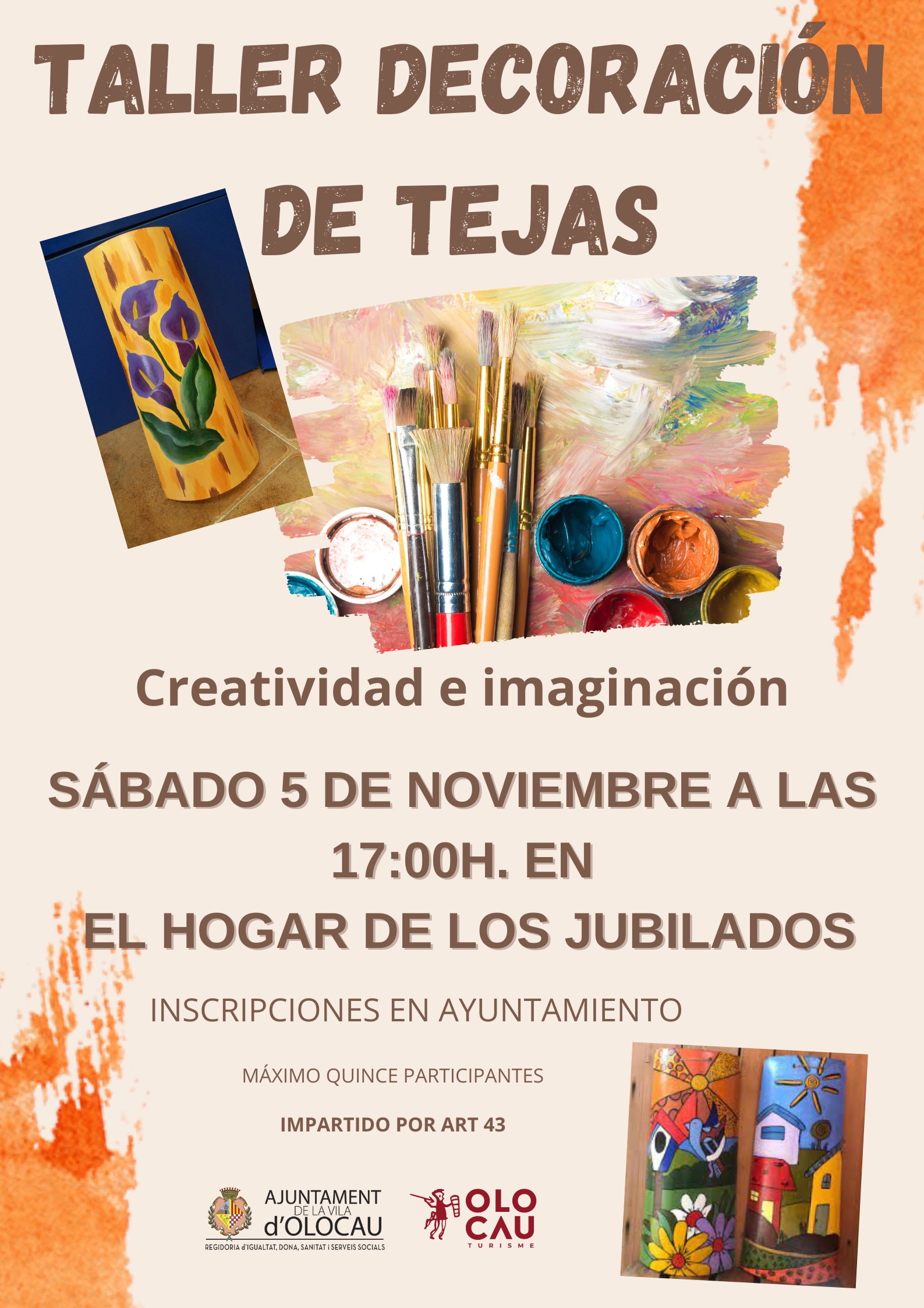 Cartel Taller de decoración de tejas Olocau