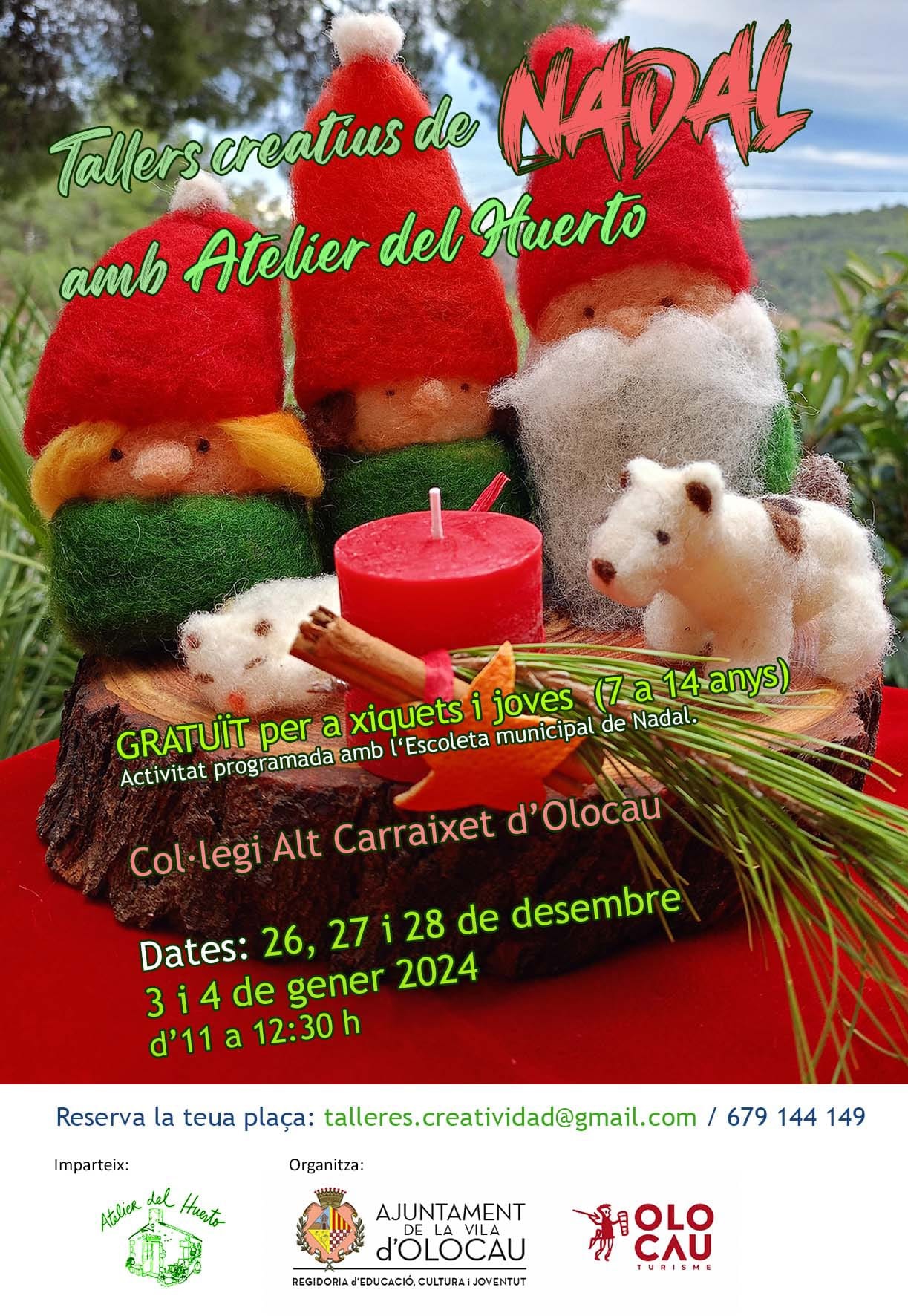 Cartel Talleres creativos de Navidad Olocau 2023