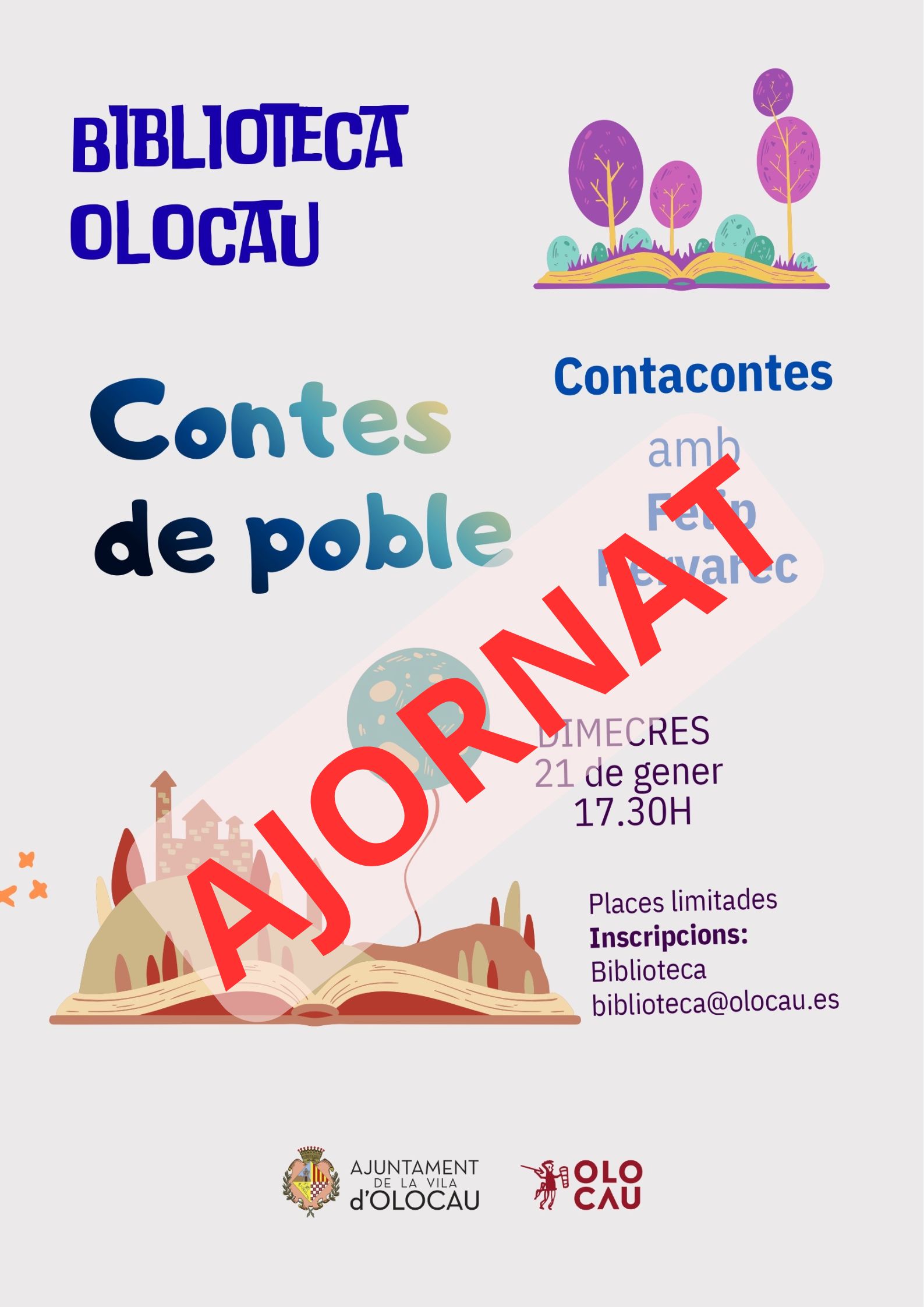 Aplazamiento de la sesi&oacute;n de cuentacuentos &lsquo;Contes de poble&rsquo;, con Felip Kervarec, Olocau