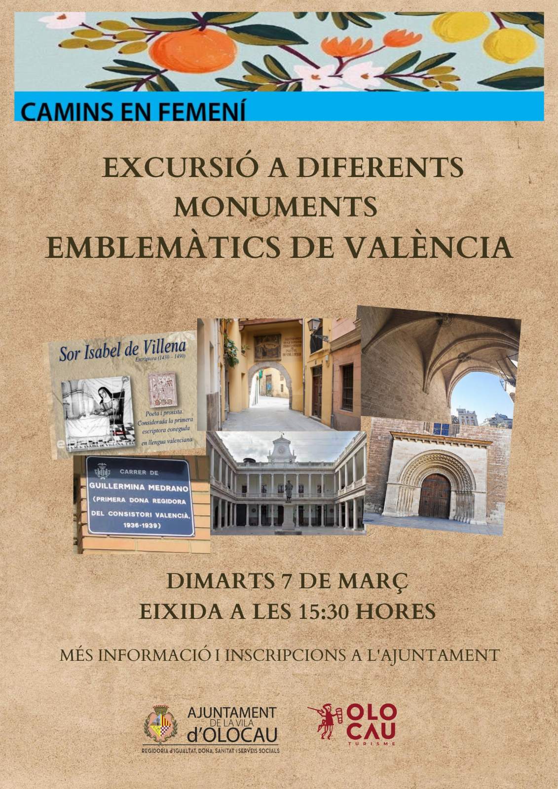 Cartel Excursión ‘Camins en Femení’ Olocau (7 de marzo)