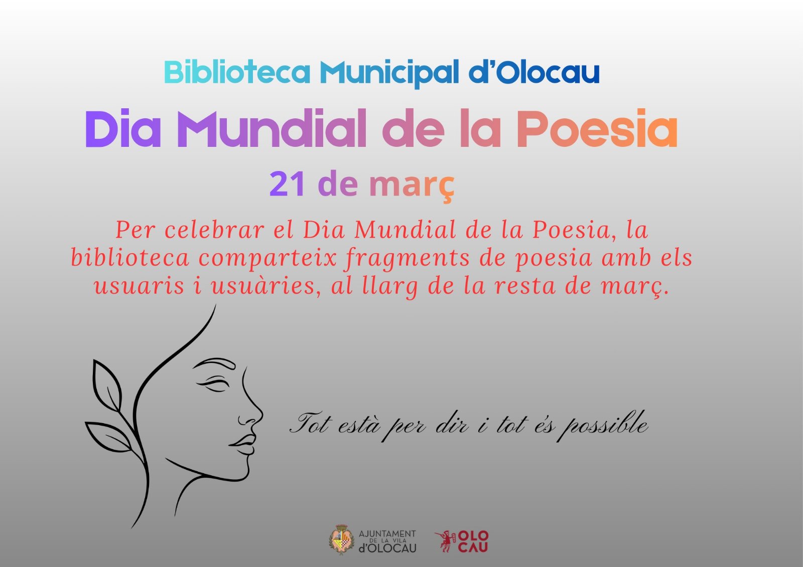 Día Mundial Poesía 2026 Biblioteca Municipal Olocau