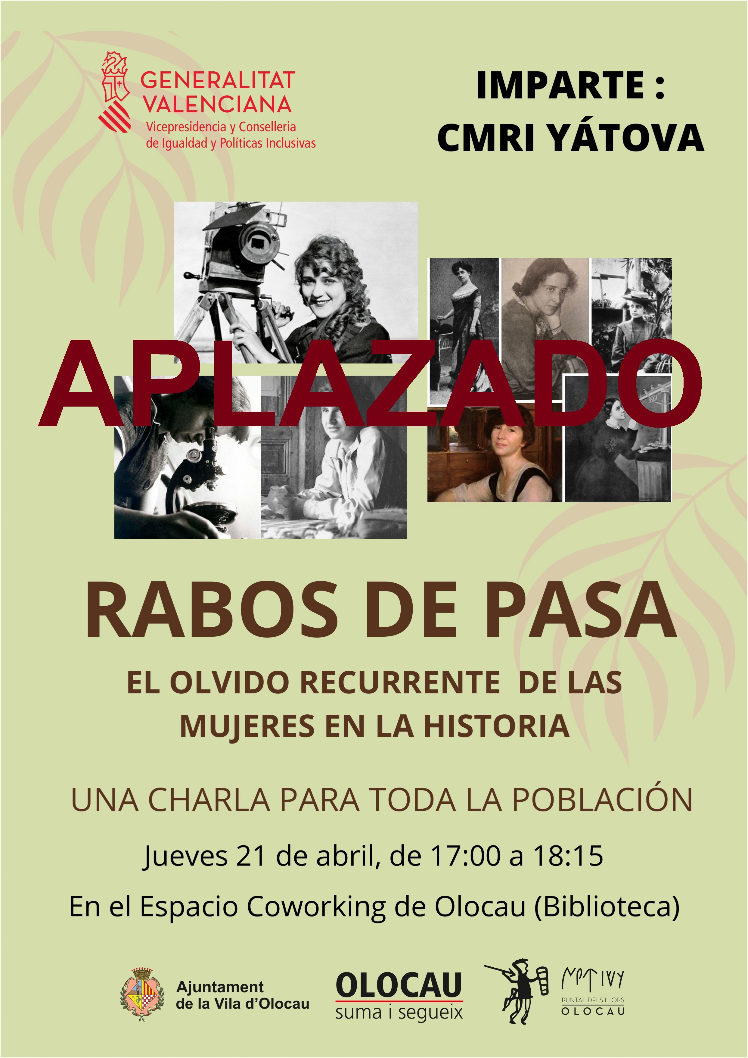 Cartel Charla Rabos de pasa (aplazada)