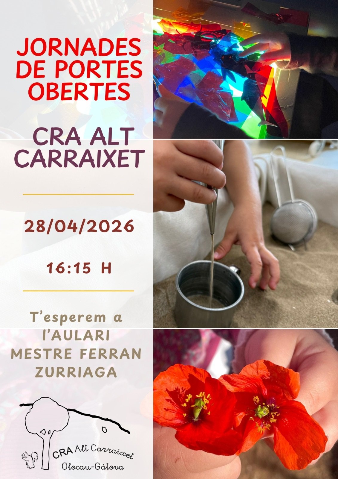 Cartell jornada portes obertes CRA Alt Carraixet - Col·legi Mestre Ferran Zurriaga Olocau