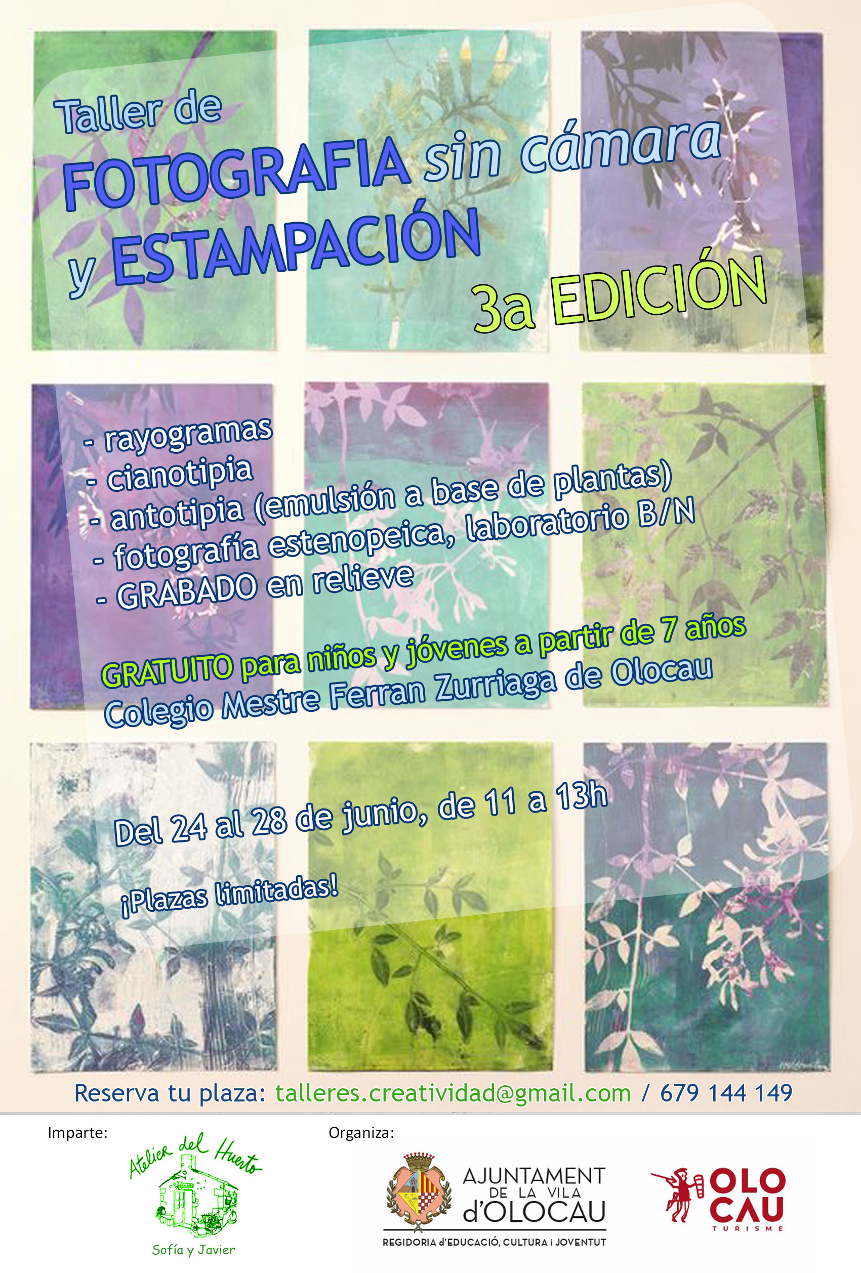 Cartel Tercera edici&oacute;n del Taller de fotograf&iacute;a sin c&aacute;mara y estampaci&oacute;n