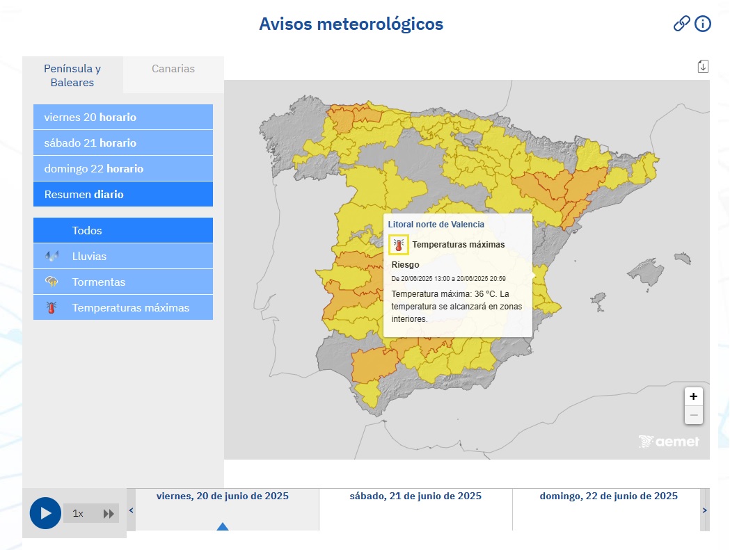 Avisos AEMET 20 junio