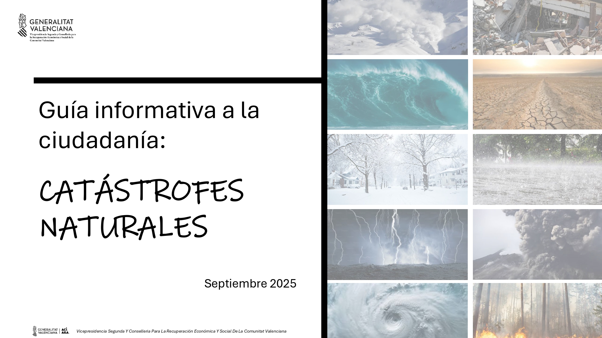 Guía Ciudadana de Recomendaciones ante Catástrofes Naturales de la Generalitat Valenciana