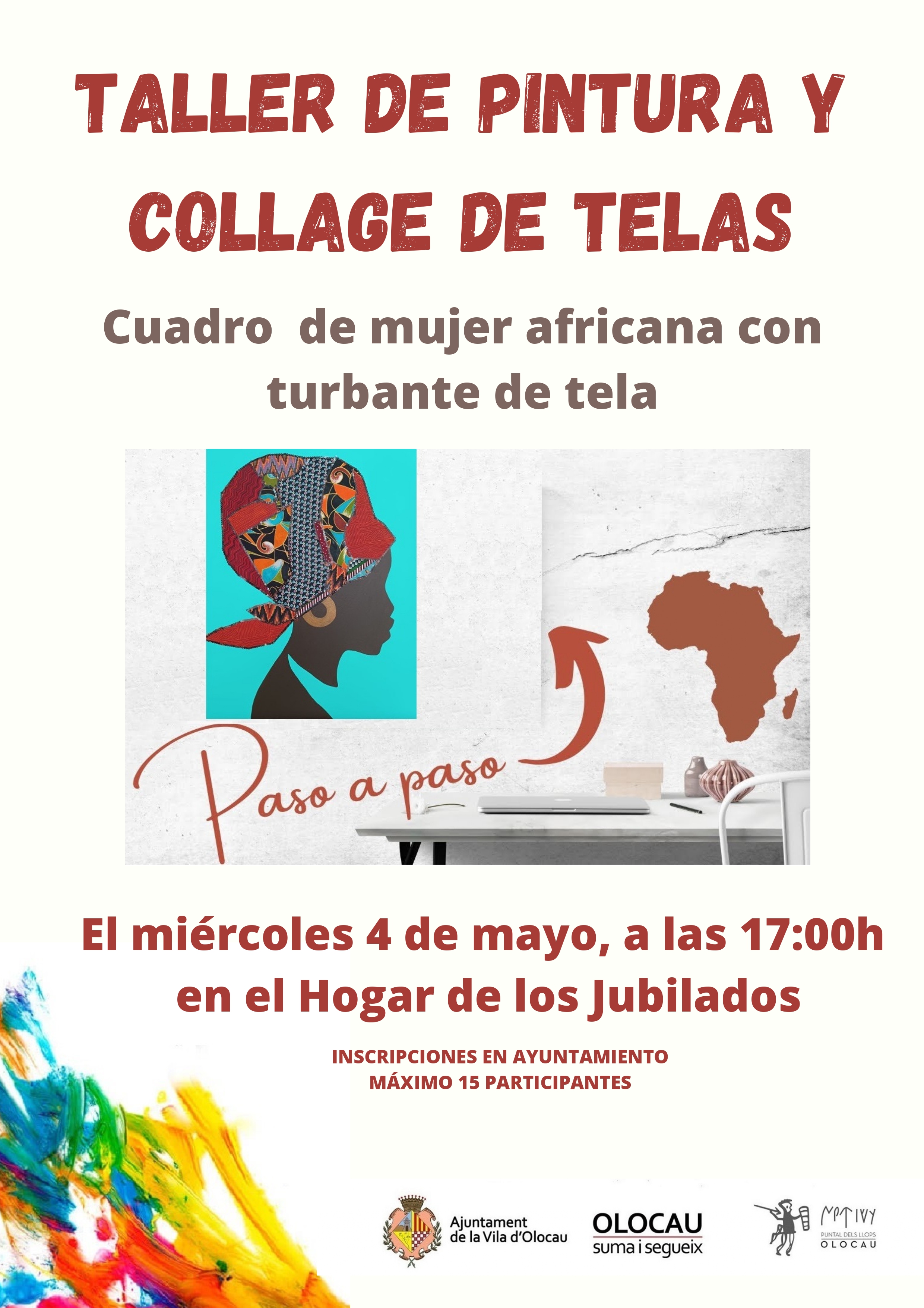 Cartel Taller de pintura y collage de telas Olocau